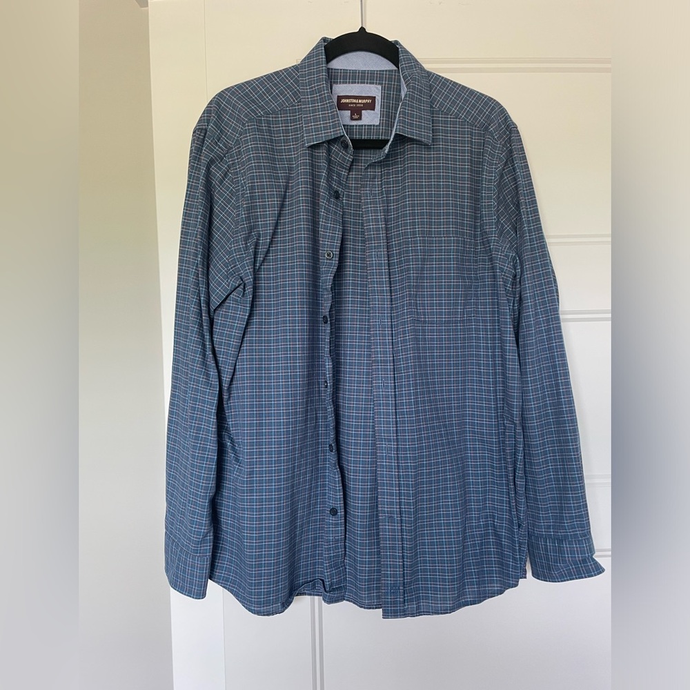 Johnston & Murphy Blue Button Down Dress Shirt
